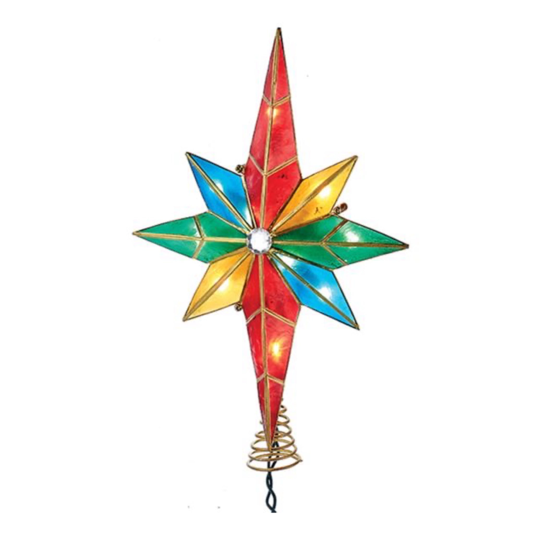 11" Lit Capiz Multicoloured Bethlehem Star Tree Topper