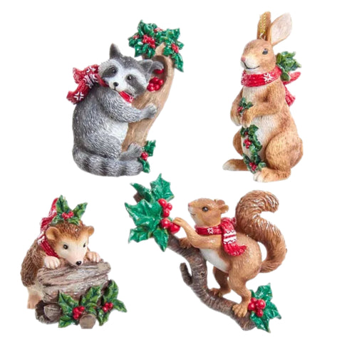 Assorted Woodland Animal Wearing Scarf Ornament, INDIVIDUALLY SOLD