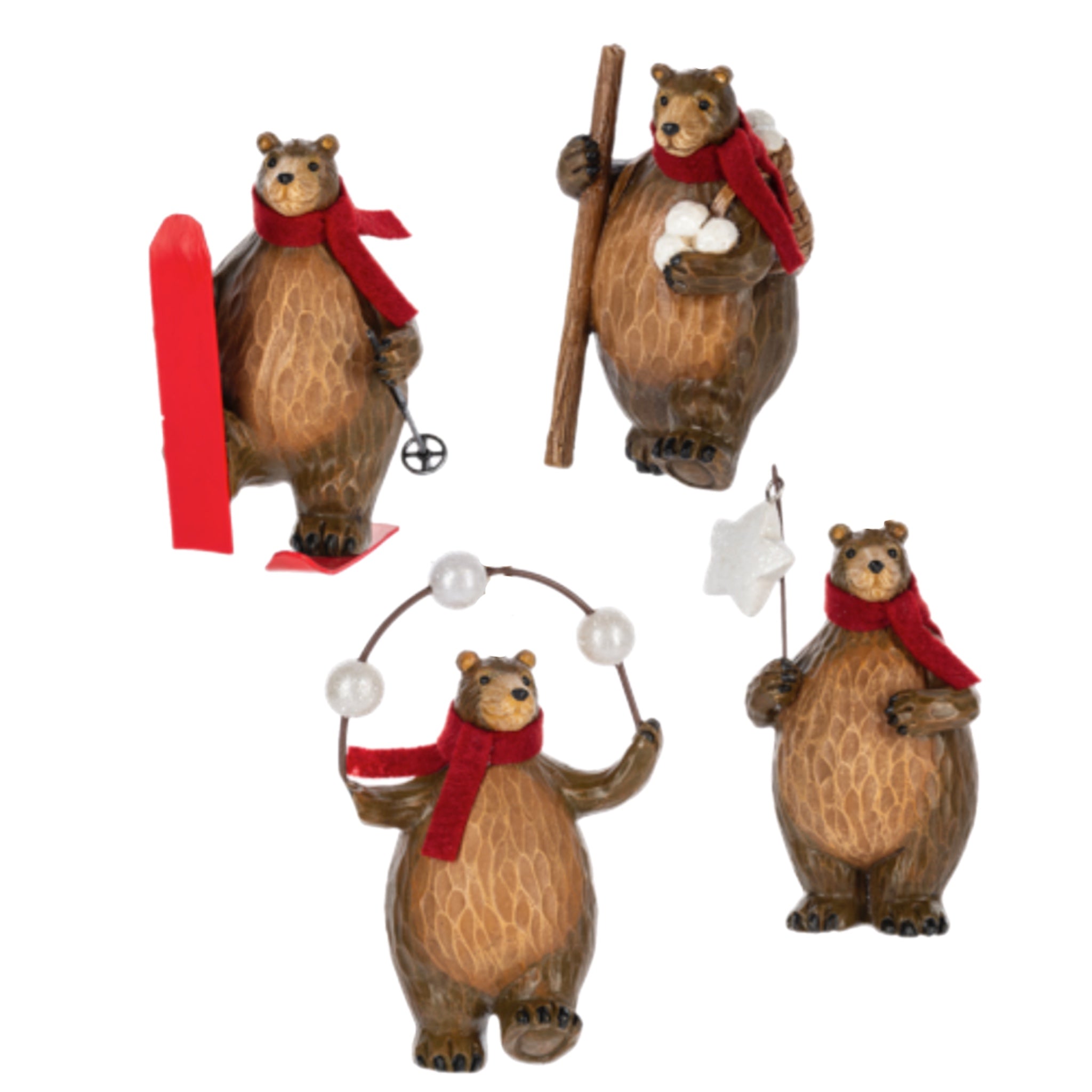 Assorted Bear In Scarf Ornament, INDIVIDUALLY SOLD