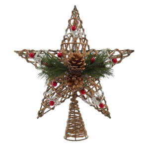 11" Non Lit Twine And Pinecone Star Tree Topper