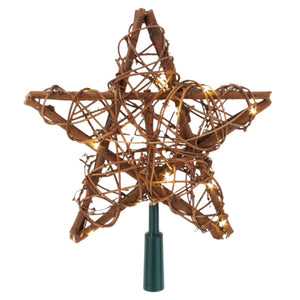 10" Lit Rattan Star Tree Topper