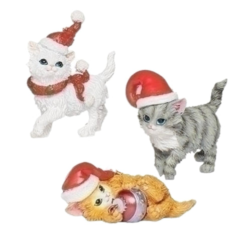 Assorted Cat In Santa Hat Ornament, INDIVIDUALLY SOLD