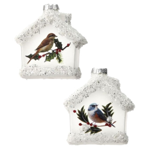 Assorted House With Bird Ornament, INDIVIDUALLY SOLD