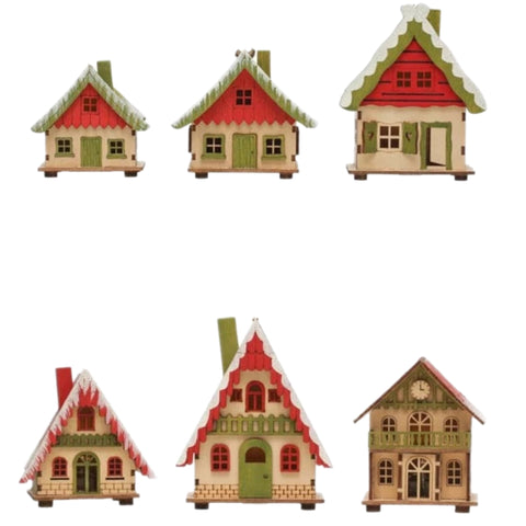 Assorted Red And Green LED House Ornament, INDIVIDUALLY SOLD