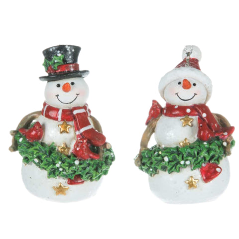 Assorted Snowman In Wreath Ornament, INDIVIDUALLY SOLD