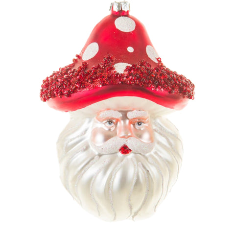 Mushroom Hat Santa Head Ornament