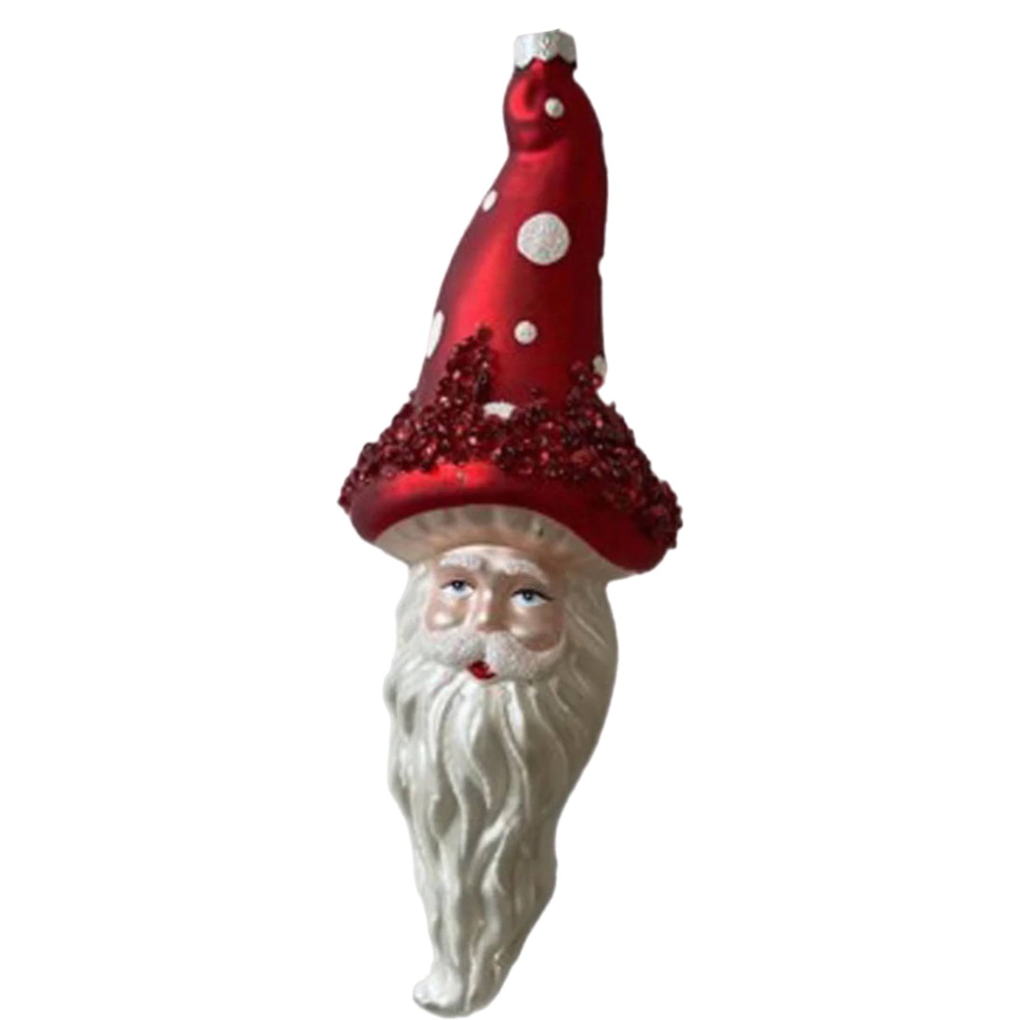 Mushroom Hat Santa Head Ornament