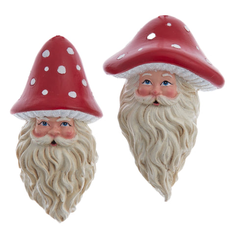 Assorted Santa With Mushroom Hat Ornament, INDIVIDUALLY SOLD