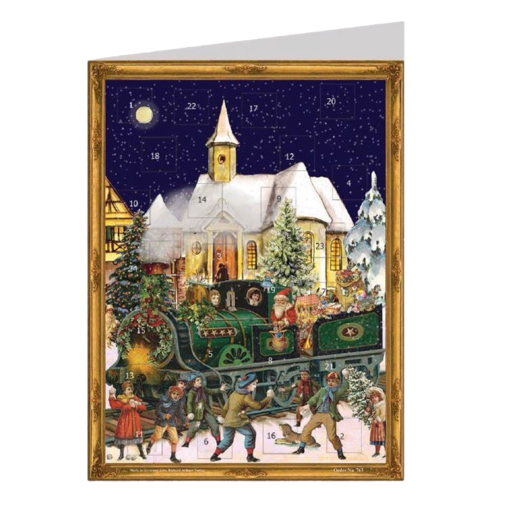 Individual Santa In Train Paper Advent Calendar Countdown Christmas Card