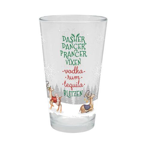 Reindeer Names Pint Glass