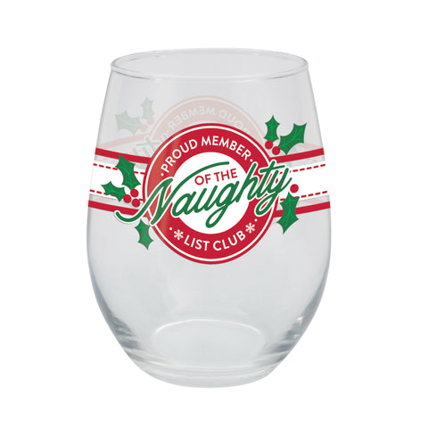 Stemless Naughty List Wine Glass
