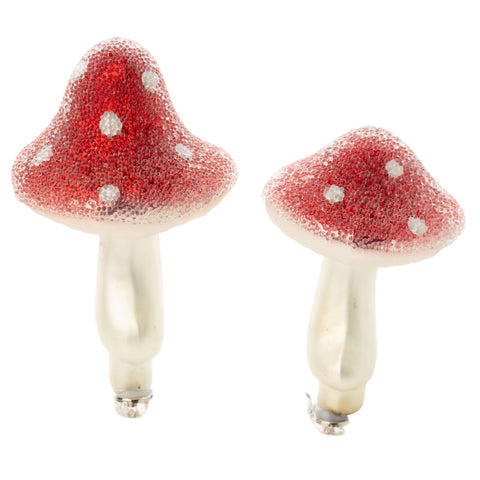 Assorted Red Clip On Mushroom Ornament, INDIVIDUALLY SOLD