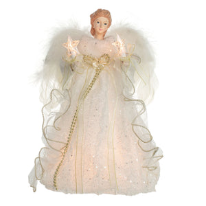 12" Lit Angel In Ivory Dress Tree Topper