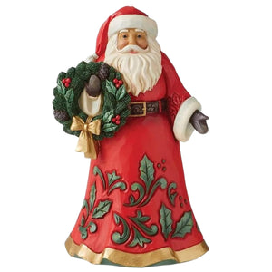 Jolly Santa Holding Wreath Ornament