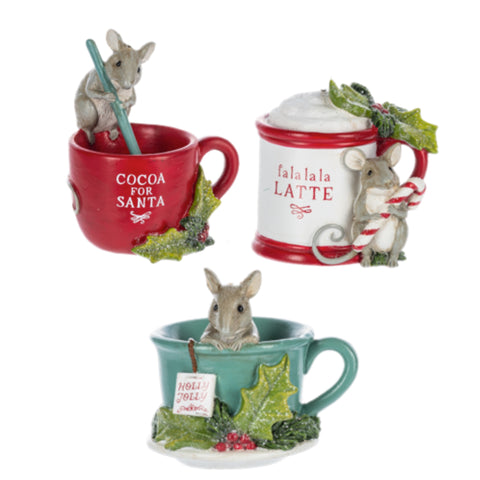 Assorted Mouse In Teacup Ornament, INDIVIDUALLY SOLD