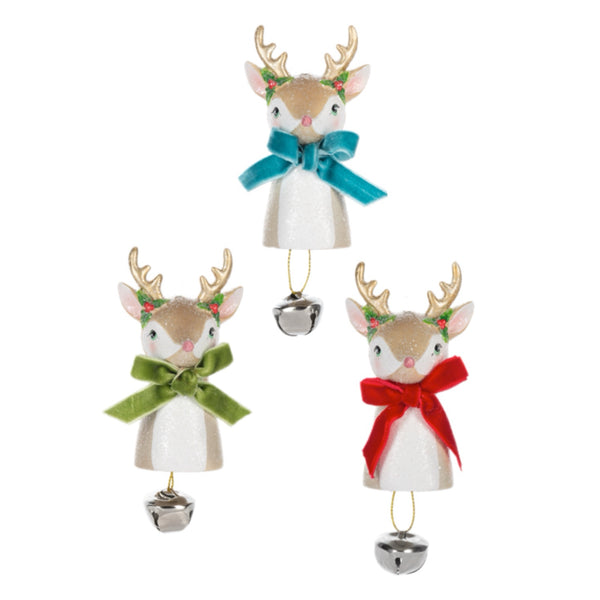 Assorted Reindeer With Bell Ornament, INDIVIDUALLY SOLD