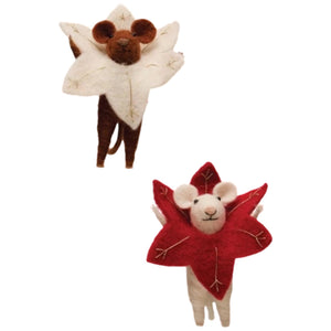 Assorted Mouse With Poinsettia Ornament, INDIVIDUALLY SOLD