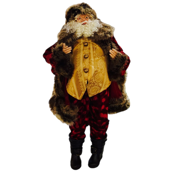 Poseable Burgundy Santa Doll Figurine