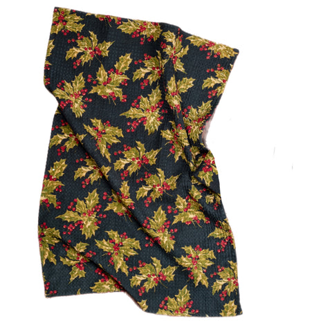 April Cornell Holly: Black Tea Towel, INDIVIDUALLY SOLD
