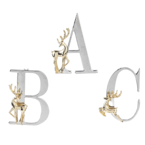 Assorted Deer Adorned Monogrammed Ornament, INDIVIDUALLY SOLD