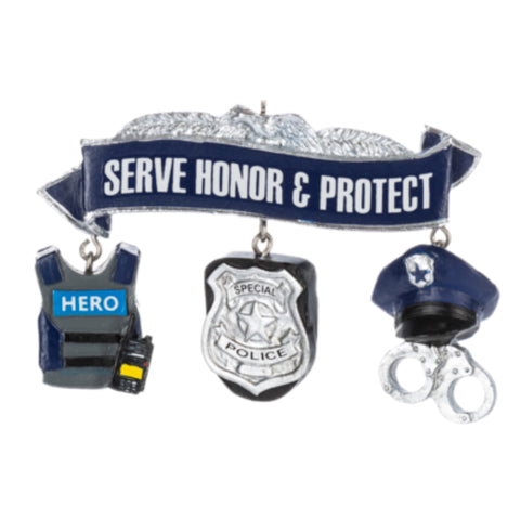 Serve Honor & Protect Police Dangle Ornament