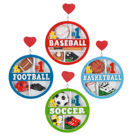 Assorted Sport Disk Dangle Ornament, INDIVIDUALLY SOLD