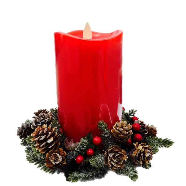 5" Pinecone & Berries Pillar Candle Ring