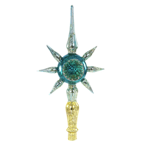 10.5" Blue And Gold Star Finial Tree Topper