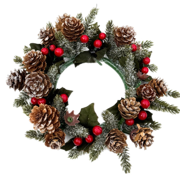 5" Pinecone & Berries Pillar Candle Ring