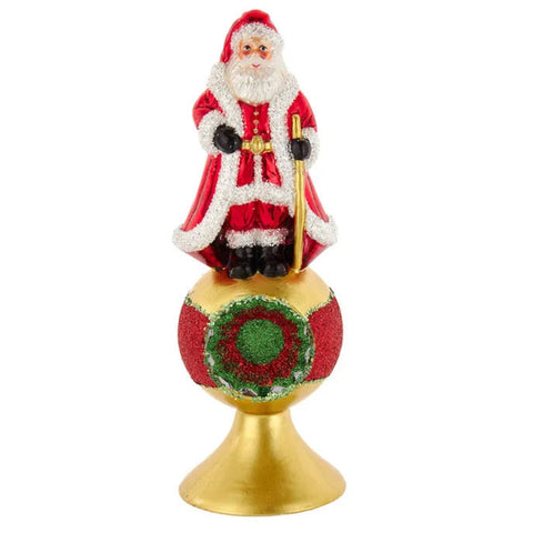 8.75" Red And Green Santa Reflector Finial Tree Topper