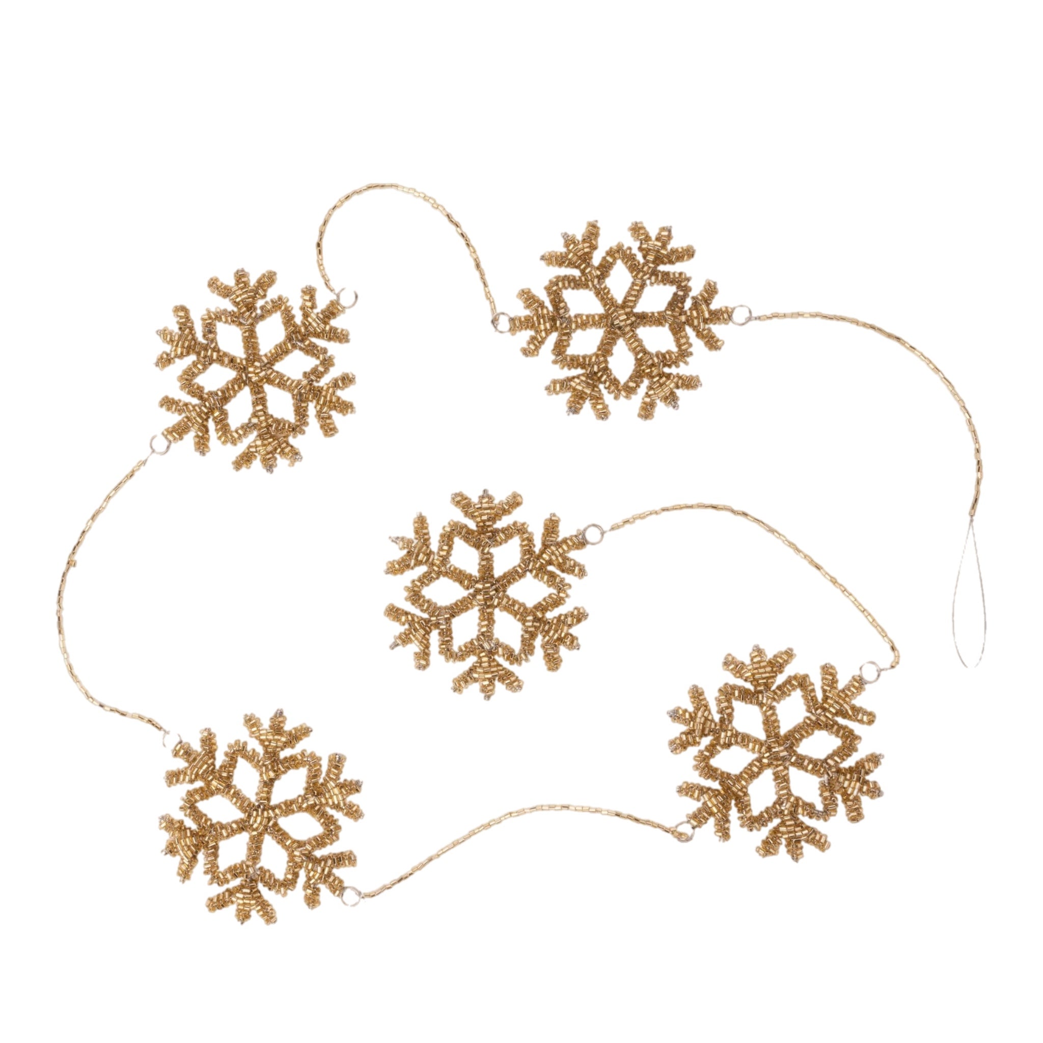 3.5' Gold Snowflake Beaded Garland