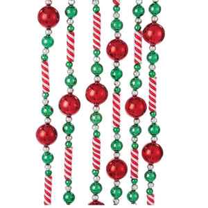 8' Candy Striped Beaded Garland