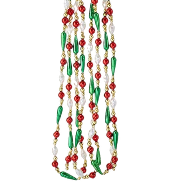 9' Red, Green & White Beaded Garland