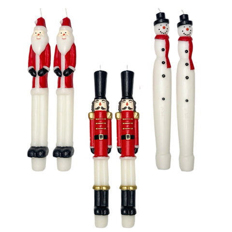 Assorted Set Of 2 Shaped Christmas Character Taper Candle, INDIVIDUALLY SOLD