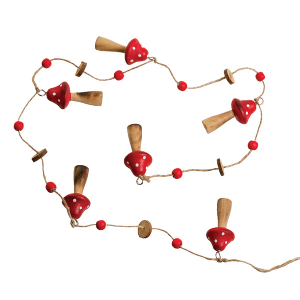 3' Mushroom Wooden Garland