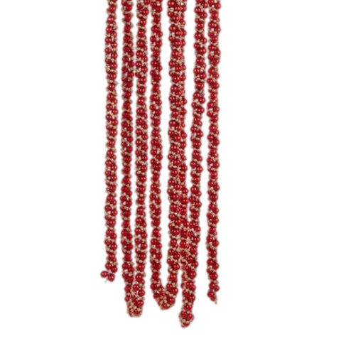 9' Red And Gold Twisted Beaded Garland