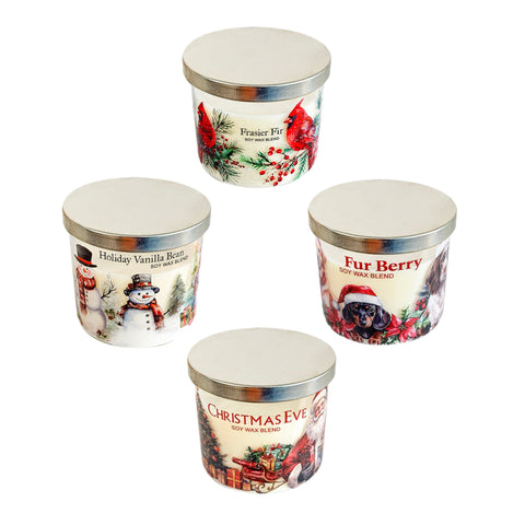 Assorted Christmas Cheer Pillar Jar Candle, INDIVIDUALLY SOLD
