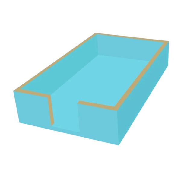 Assorted Aqua & Gold Lacquer Napkin Holders, INDIVIDUALLY SOLD