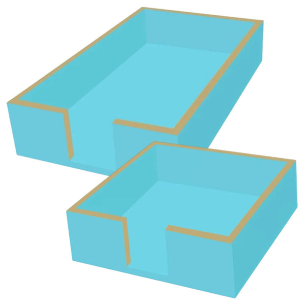 Assorted Aqua & Gold Lacquer Napkin Holders, INDIVIDUALLY SOLD