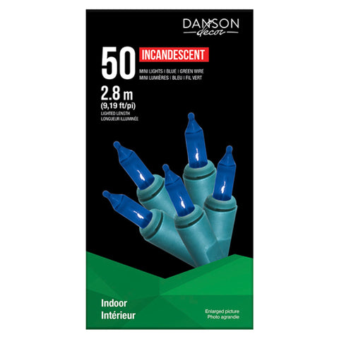 50 Blue Incandescent Mini Lights INDOOR