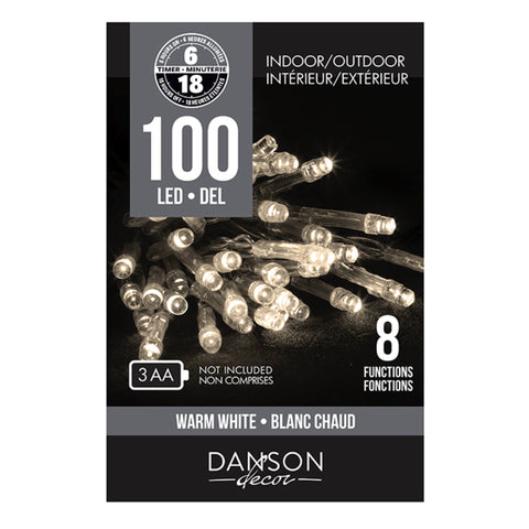 100 Clear Battery Operated LED Mini Lights INDOOR