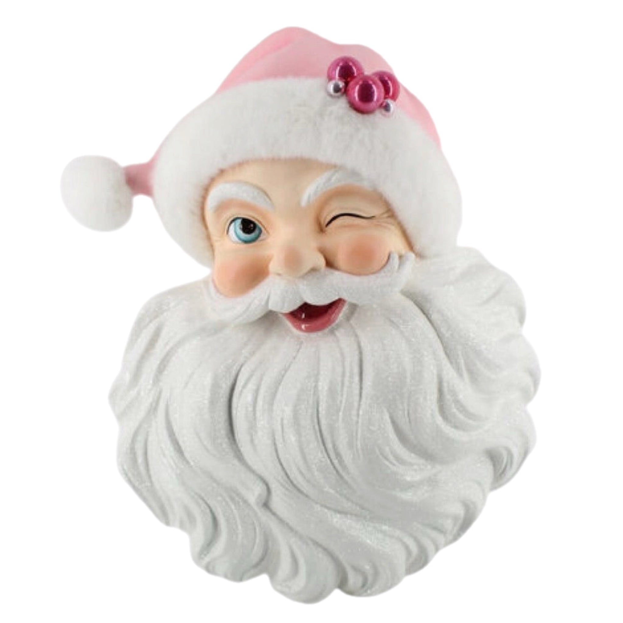 25" Pink Retro Santa Face Wall Decor