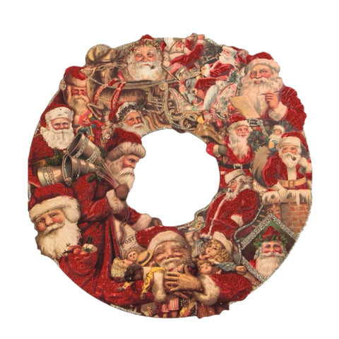 16" Vintage Santa Cutout Wreath