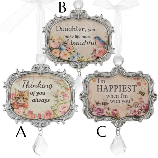 Assorted Vintage Saying Ornament, INDIVIDUALLY SOLD