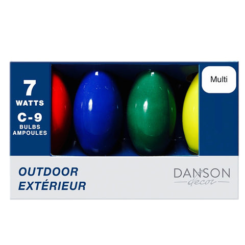 C9 Frosted Multicoloured Replacement Light Bulbs, Set Of 4