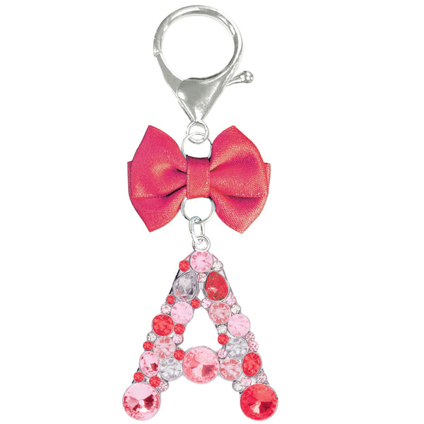 Assorted Burgundy Ribbon Monogram Keychain, INDIVIDUALLY SOLD