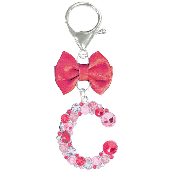 Assorted Burgundy Ribbon Monogram Keychain, INDIVIDUALLY SOLD
