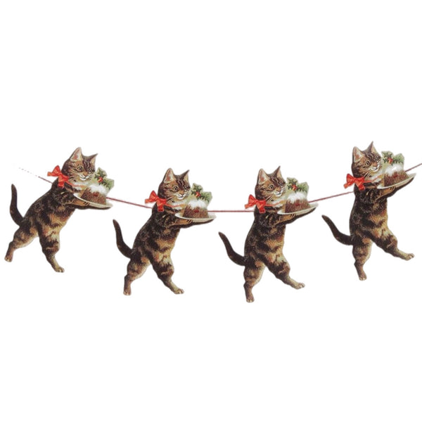 Cat With Christmas Pudding Paper Garland