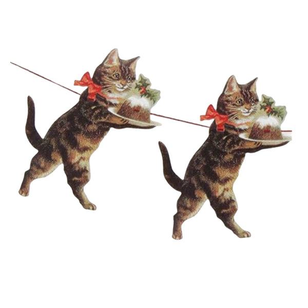 Cat With Christmas Pudding Paper Garland