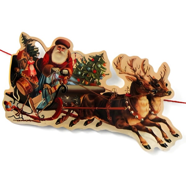 Santa’s Sleigh With Reindeer Paper Garland